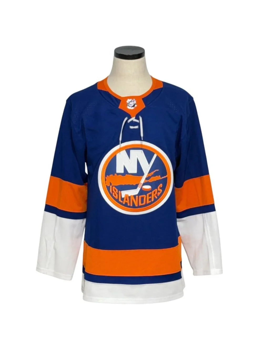 Adidas Primegreen New York Islanders Jersey With Fight Strap Size 46 Blue Orange